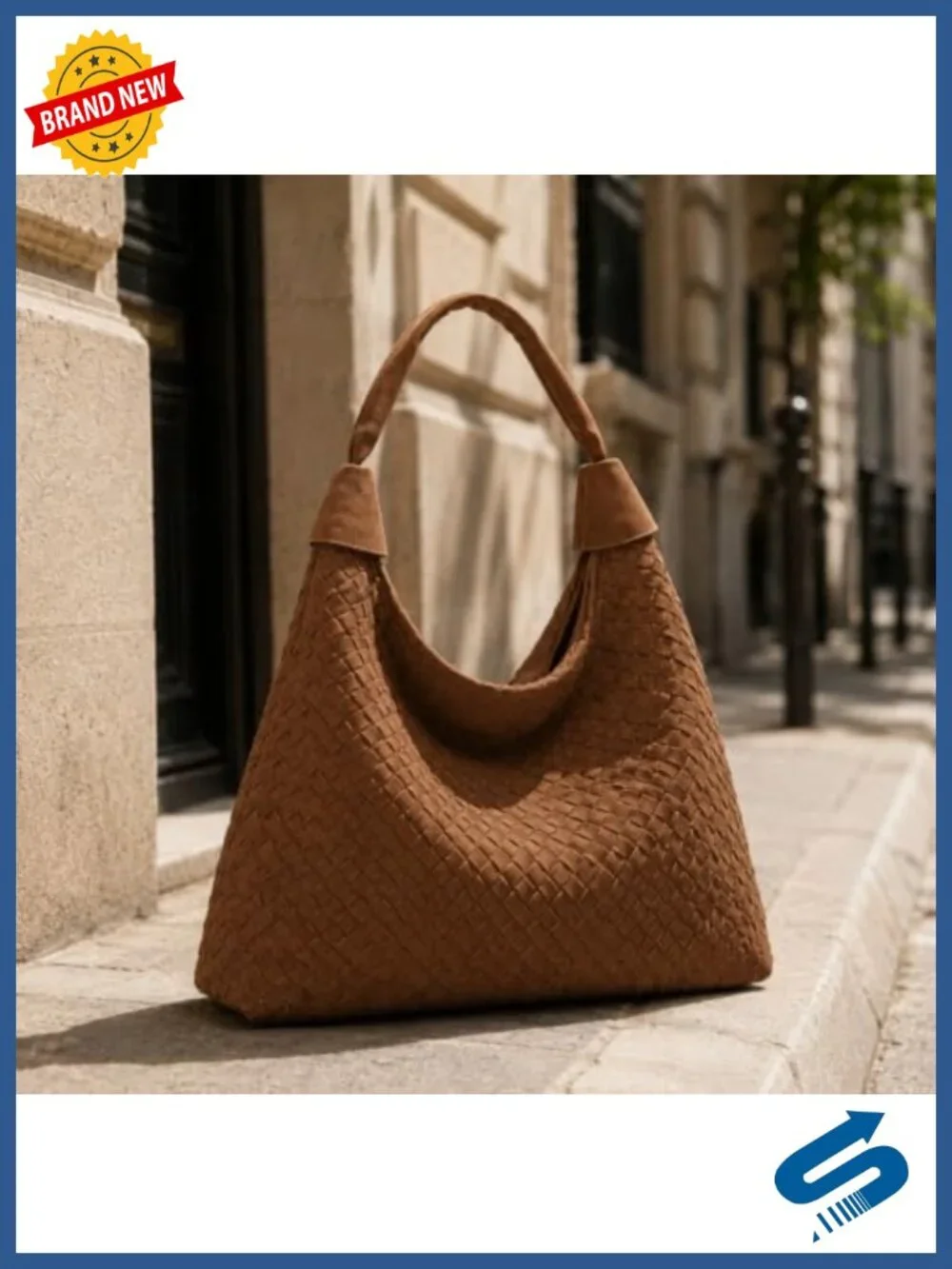 Oversized Woven Suede Tote Bag, Large Slouchy Hobo Shoulder Purse Work Travel